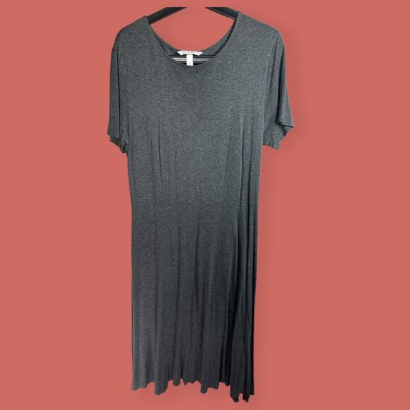 🩶 LARGE H+M BASICS GRAY SHORT SLEEVE TRAVEL CASUAL DRESS - Picture 5 of 8